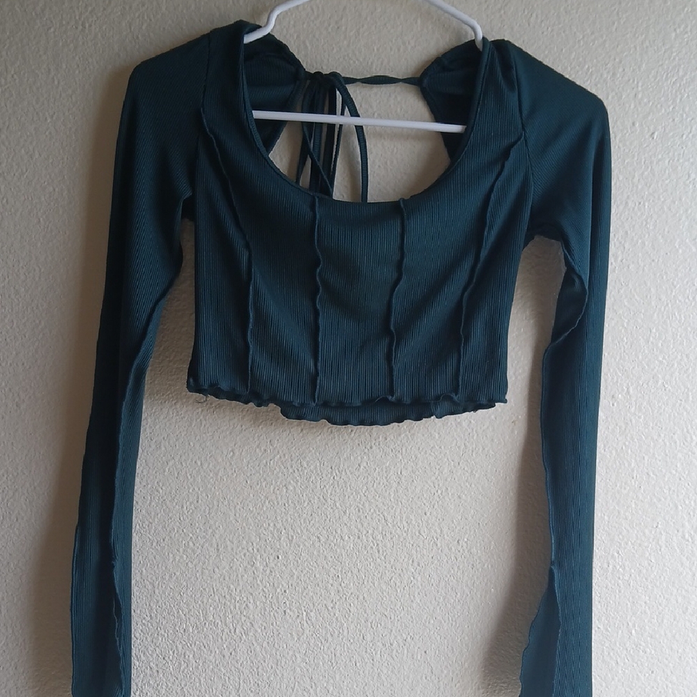 SHEIN Green Long Sleeve Cut Out